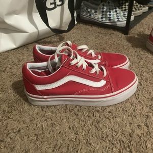 red vans, size 6.5 in women’s, 5 in men